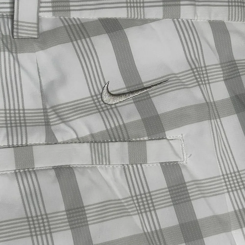 Nike Golf Dri Fit Mens Size 40 Grey White Plaid Shorts Chino Flat Front Stretch‎